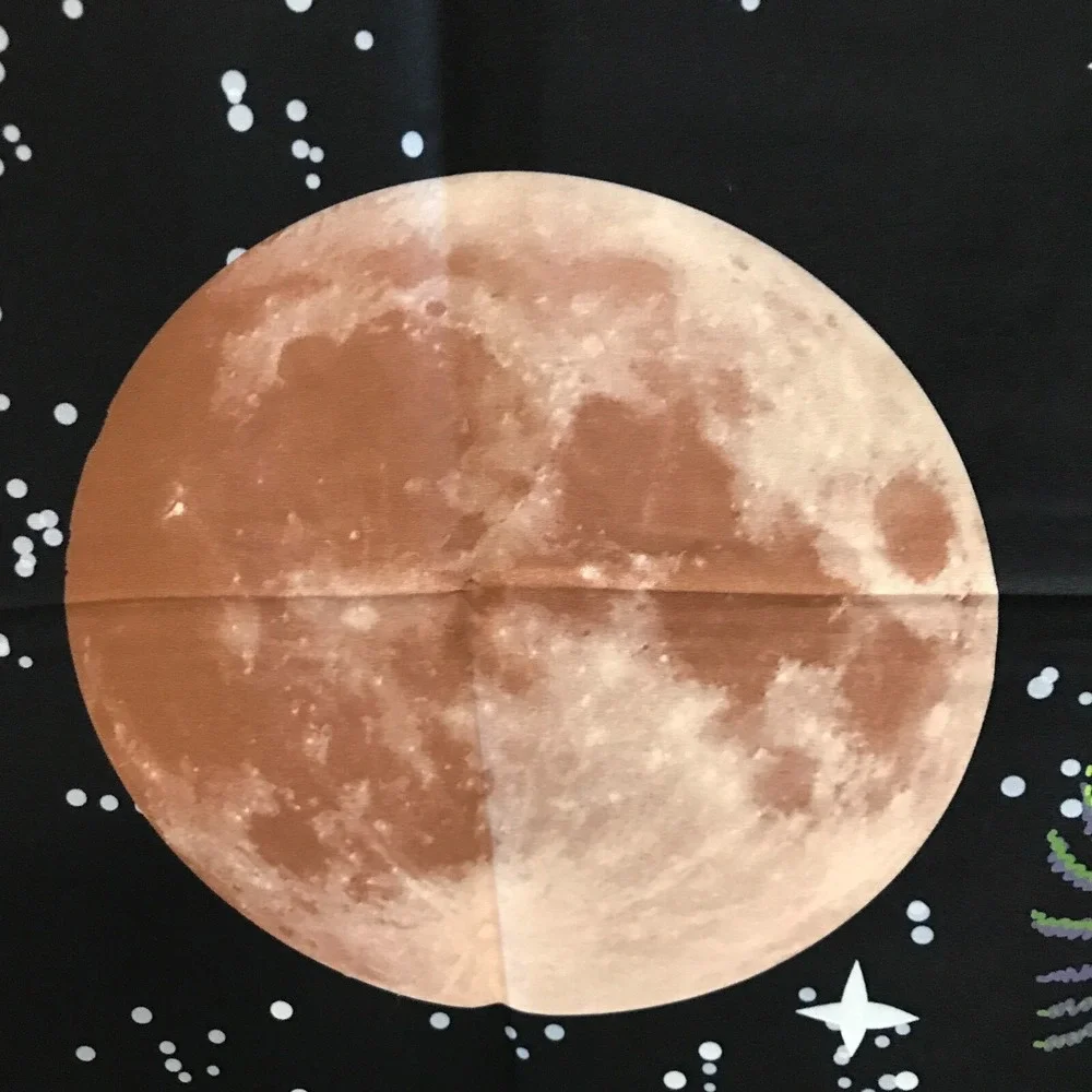 Moon Phase Floral Tapestry Celestial Starry Night Wall Hanging 51x59 Black